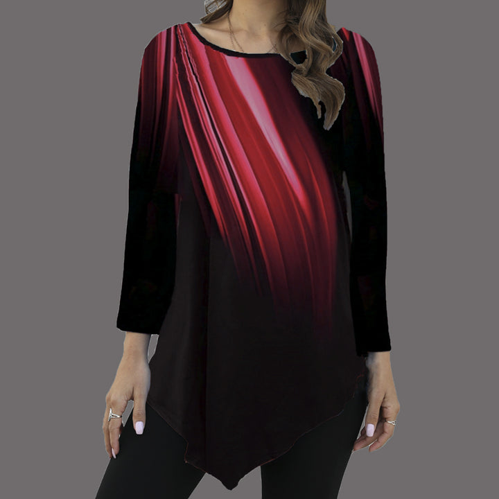 Damen Asymmetrische Tunika mit Zipfelsaum und abstraktem Verlaufprint Drune