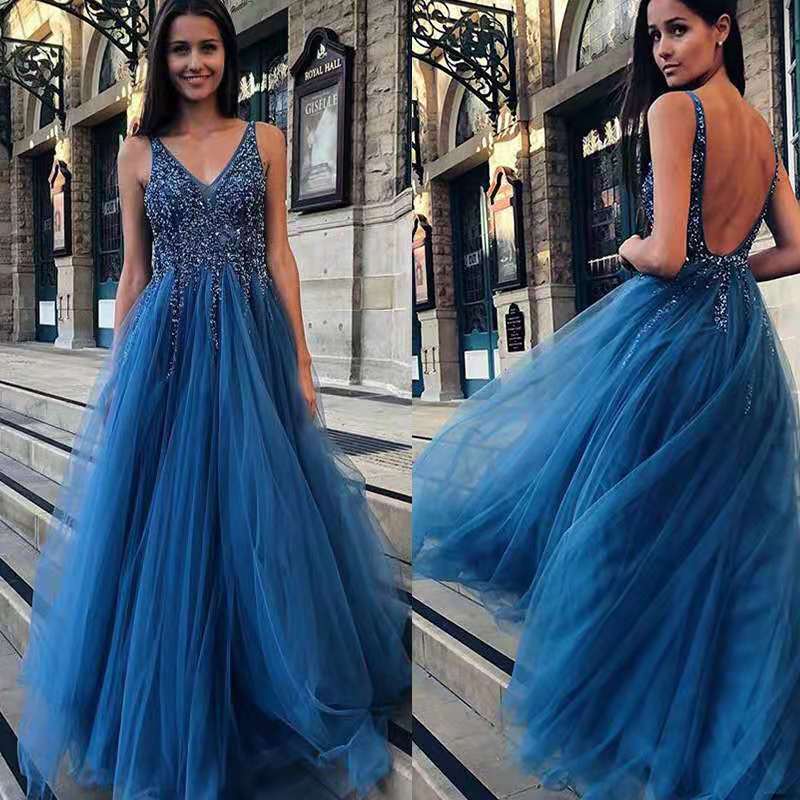 Damen Elegantes Maxikleid mit schimmerndem Oberteil und hohem Schlitz Drune