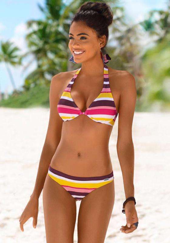 Damen Triangel-Bikini-Set mit trendigen Streifendesign Drune