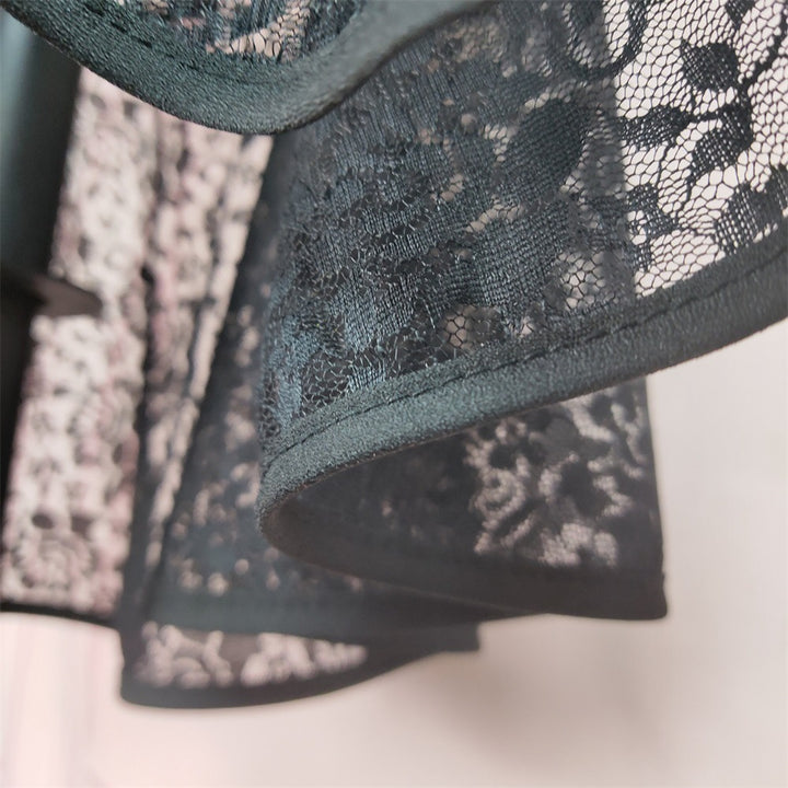 Damen eleganter Wickelrock mit filigranem Spitzenbesatz Drune