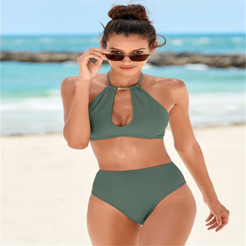 Damen Hochgeschnittener Bikini mit elegantem Halter-Design Drune