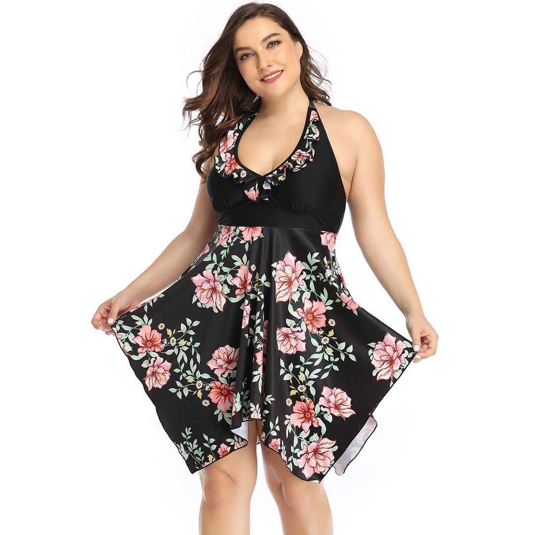 Damen Strandkleid mit floralem / luftigen Überwurf Drune