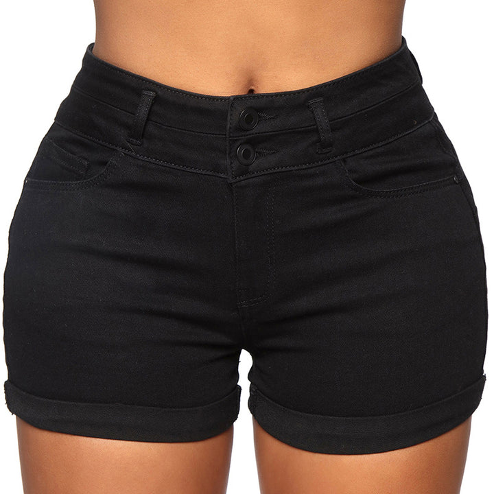 Damen High-Waist Shorts mit umgeschlagenem Saum und elastischem Bund Drune