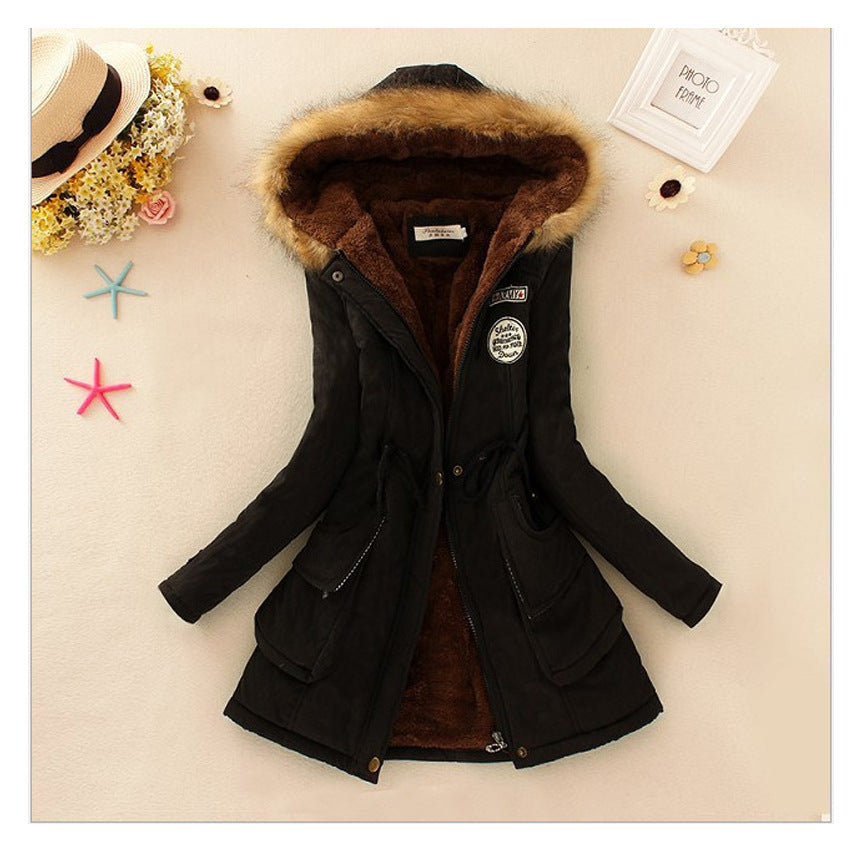 Damen nan langer Thermo-Parka mit kuscheliger Teddy-Innenfütterung, abnehmbarer Kunstfellkapuze und Tunnelzug-Taille Drune