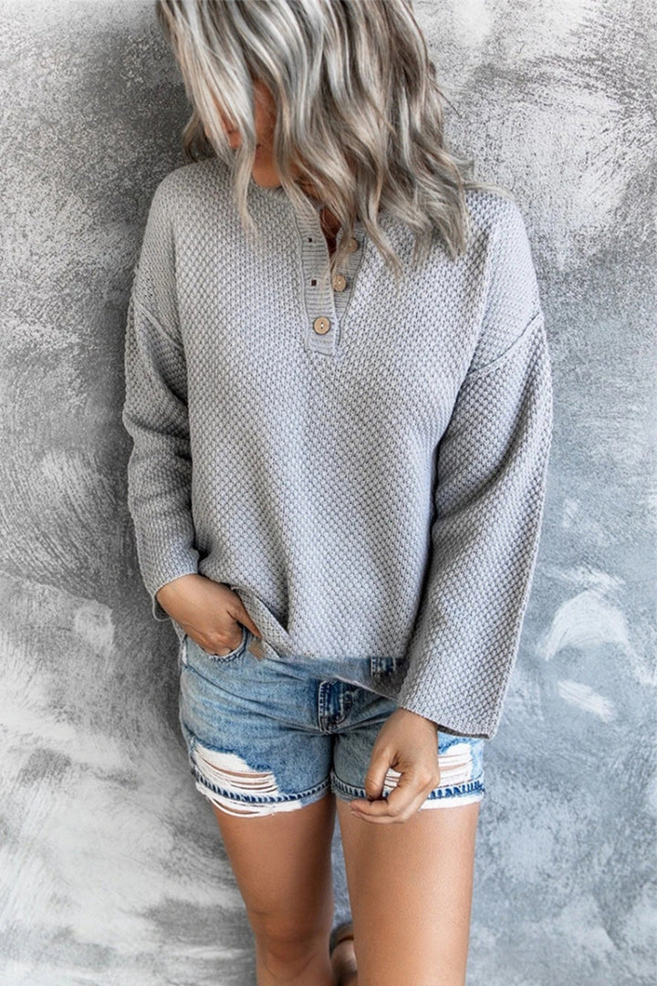 Drune Solid Color Übergrößen V-Ausschnitt Pullover