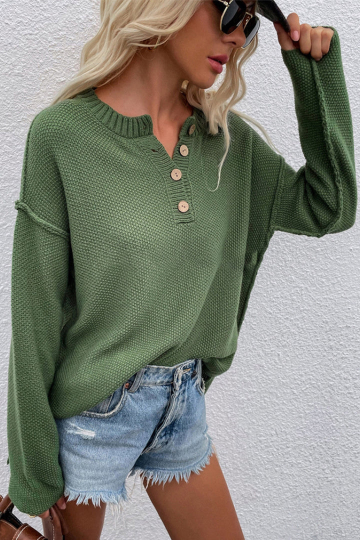 Drune Solid Color Übergrößen V-Ausschnitt Pullover