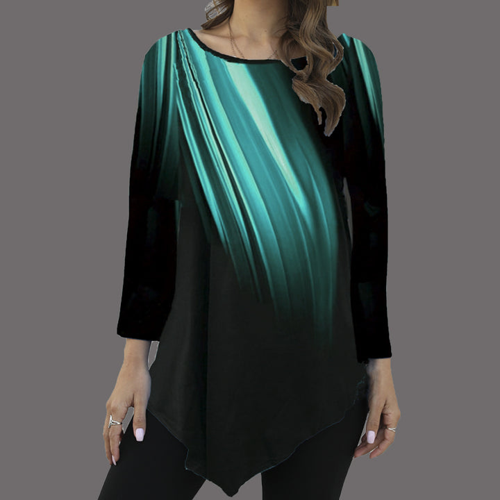 Damen Asymmetrische Tunika mit Zipfelsaum und abstraktem Verlaufprint Drune