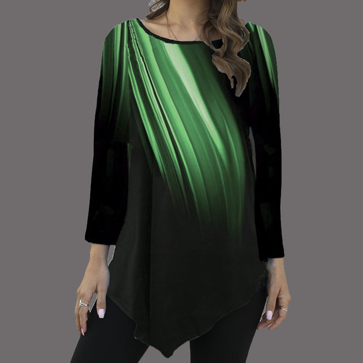 Damen Asymmetrische Tunika mit Zipfelsaum und abstraktem Verlaufprint Drune