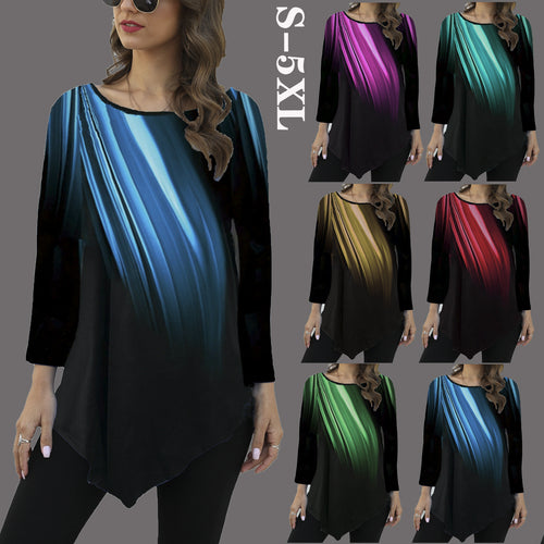 Damen Asymmetrische Tunika mit Zipfelsaum und abstraktem Verlaufprint Drune