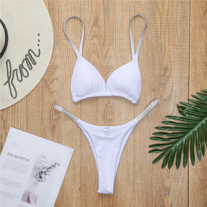 Damen Sportliches Triangel-Bikini-Set mit glamourösen Strassdetails Drune