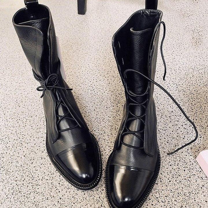 Damen nan elegante Schnür-Boots mit Kappenzehen, verziertem Schnürdetail und praktischen Zugschlaufen Drune