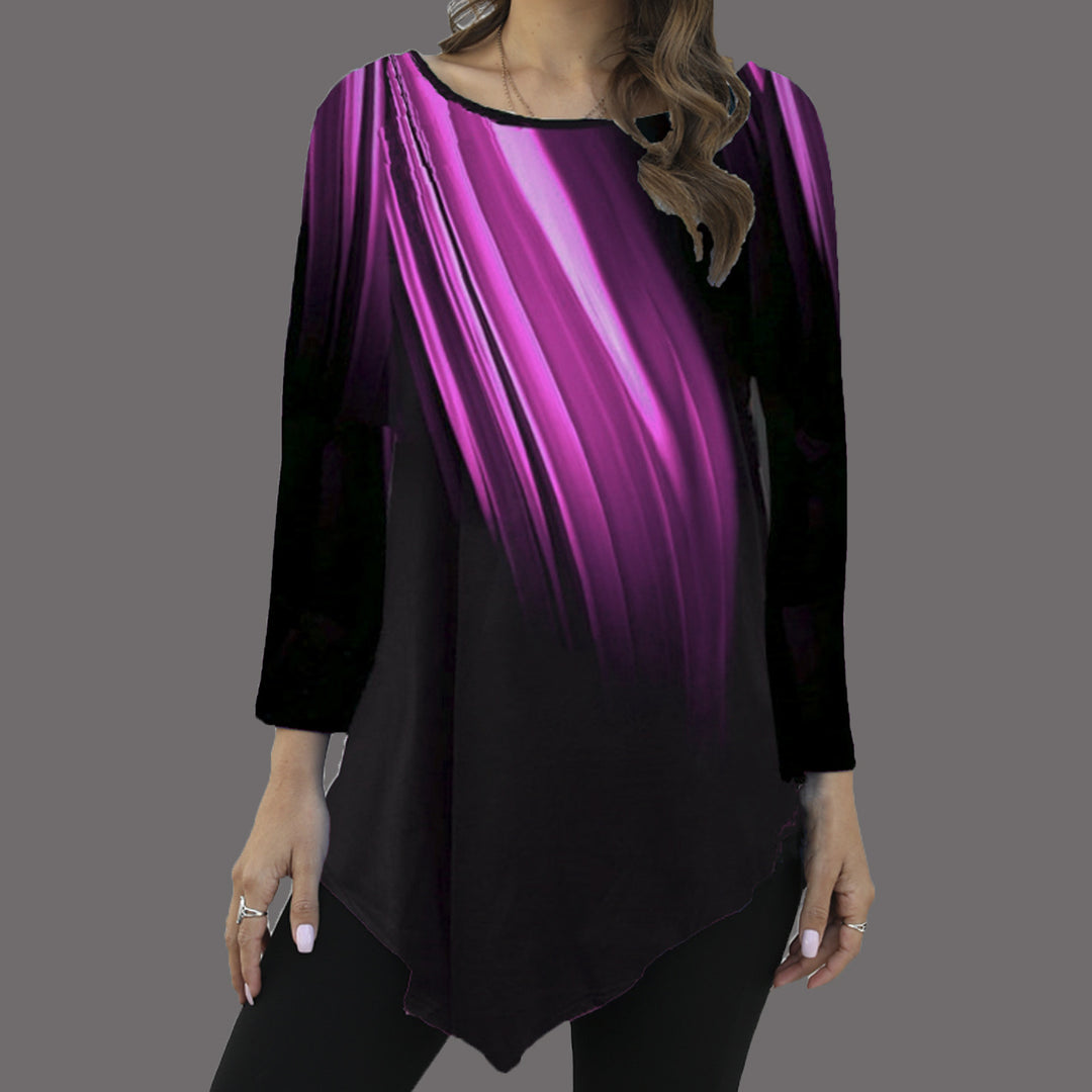 Damen Asymmetrische Tunika mit Zipfelsaum und abstraktem Verlaufprint Drune