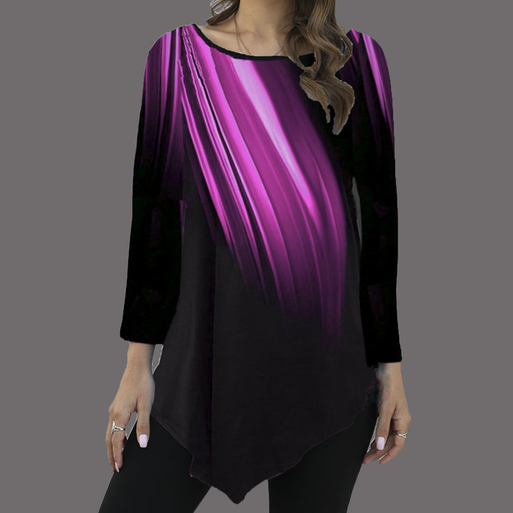 Damen Asymmetrische Tunika mit Zipfelsaum und abstraktem Verlaufprint Drune