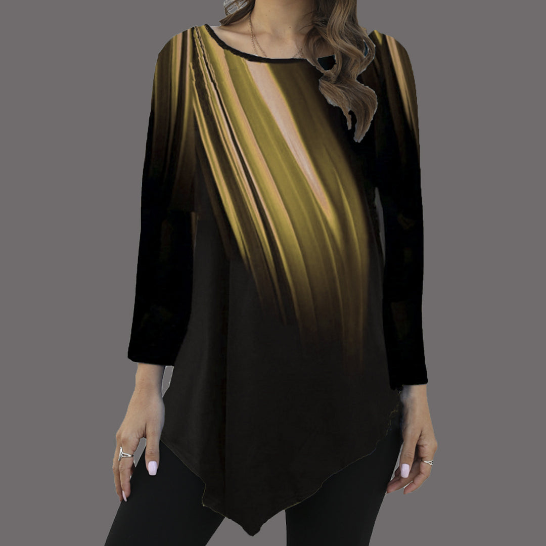 Damen Asymmetrische Tunika mit Zipfelsaum und abstraktem Verlaufprint Drune
