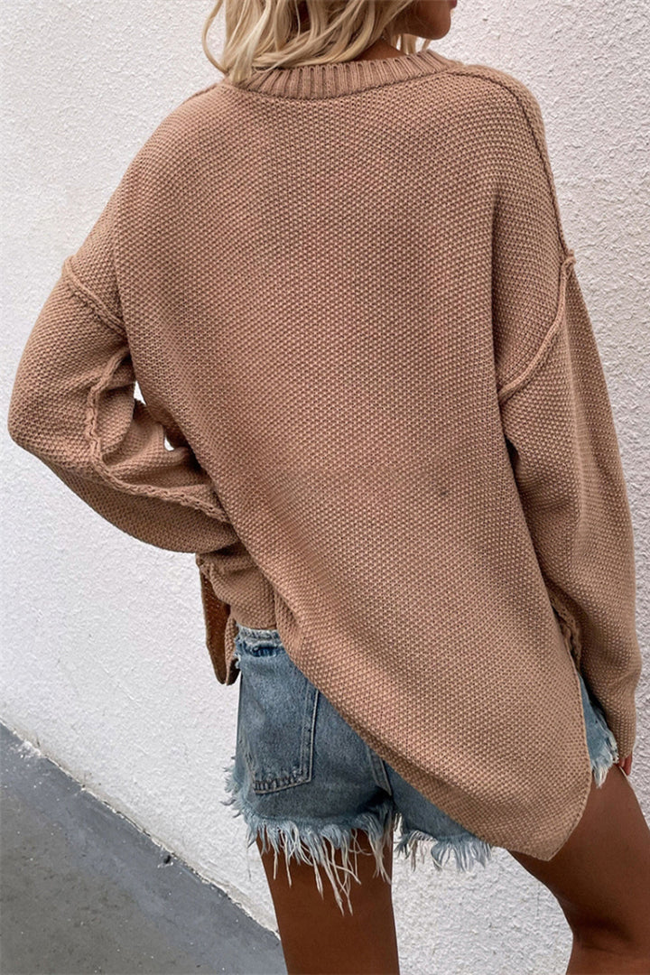 Drune Solid Color Übergrößen V-Ausschnitt Pullover