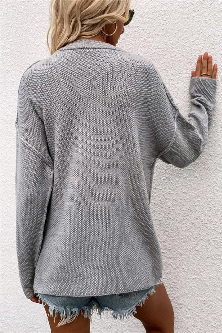 Drune Solid Color Übergrößen V-Ausschnitt Pullover