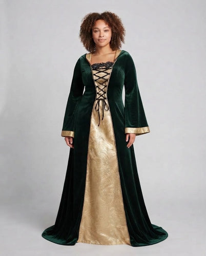 Frauen Elegante Kleid-Robe im mittelalterlichen Stil Drune