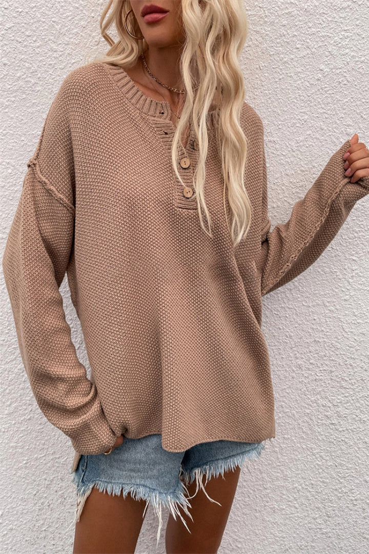Drune Solid Color Übergrößen V-Ausschnitt Pullover
