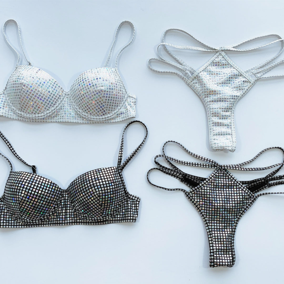 Damen Funkelnder Bikini mit verstellbaren Trägern und aufregendem Muster Drune