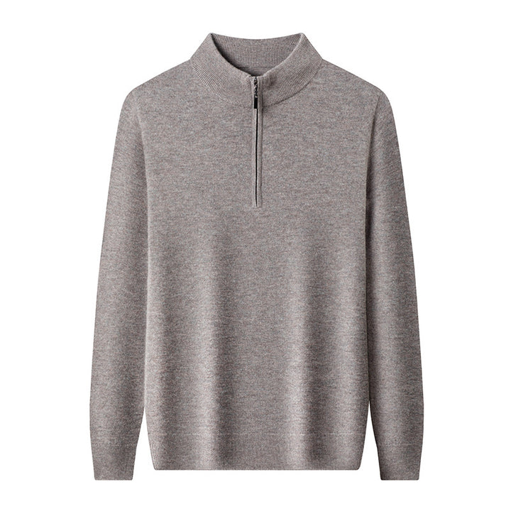 Herren-Wollpullover mit Reißverschluss und Stehkragen