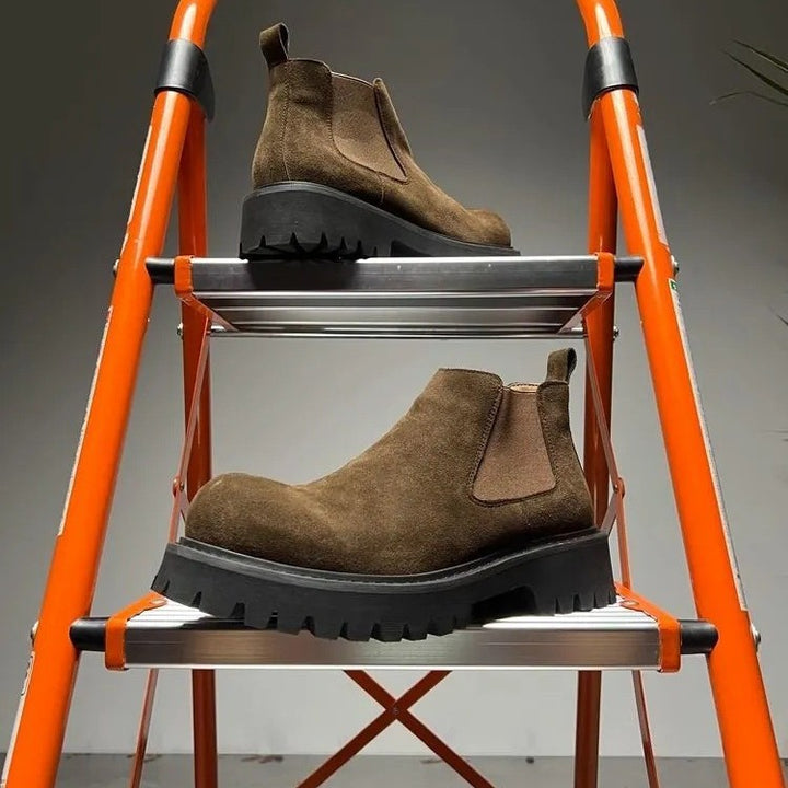 Herren-Chelsea-Stiefel aus Wildleder-Optik, flacher Absatz