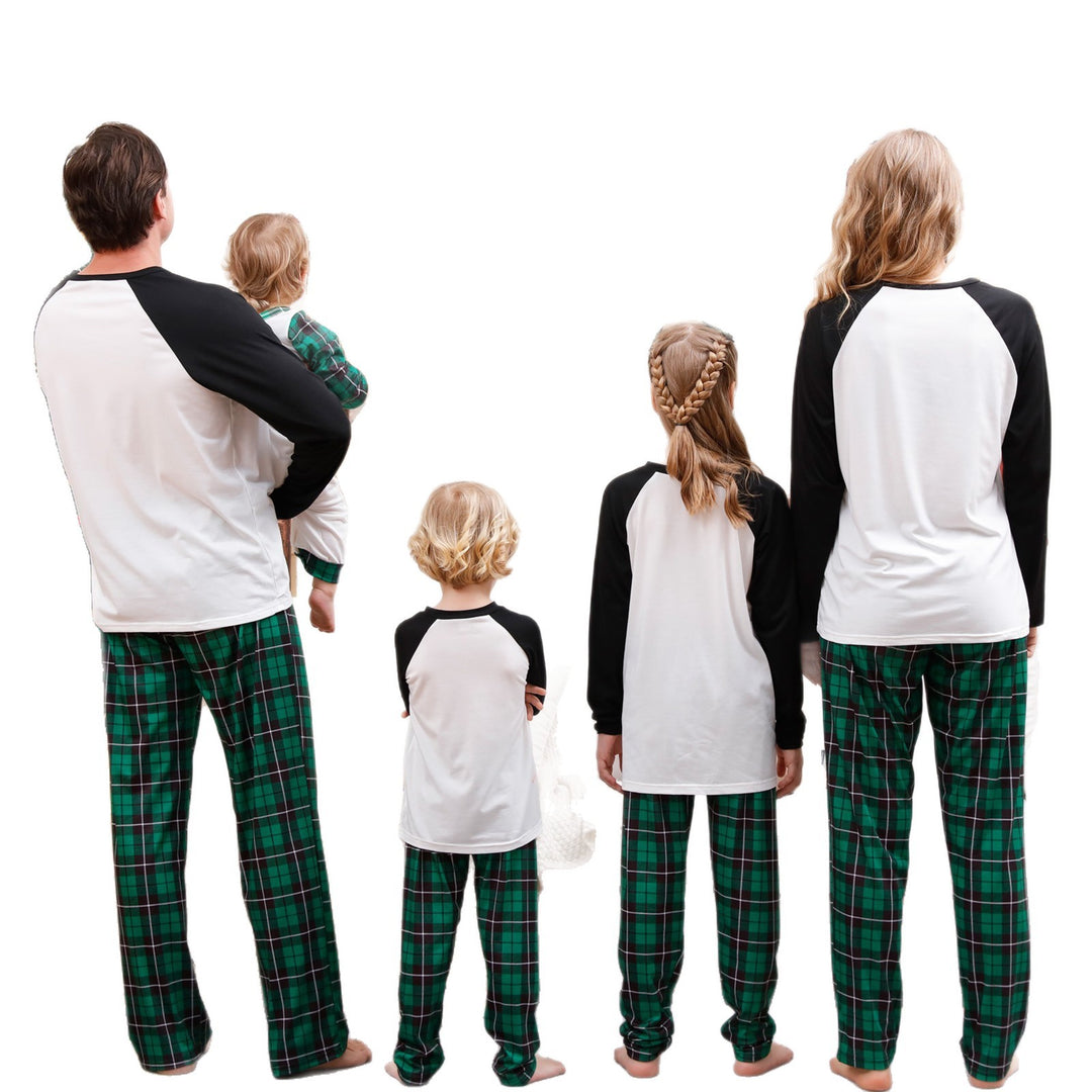 Weihnachts-Familien-Schlafanzug-Set mit Karomuster, langärmelig