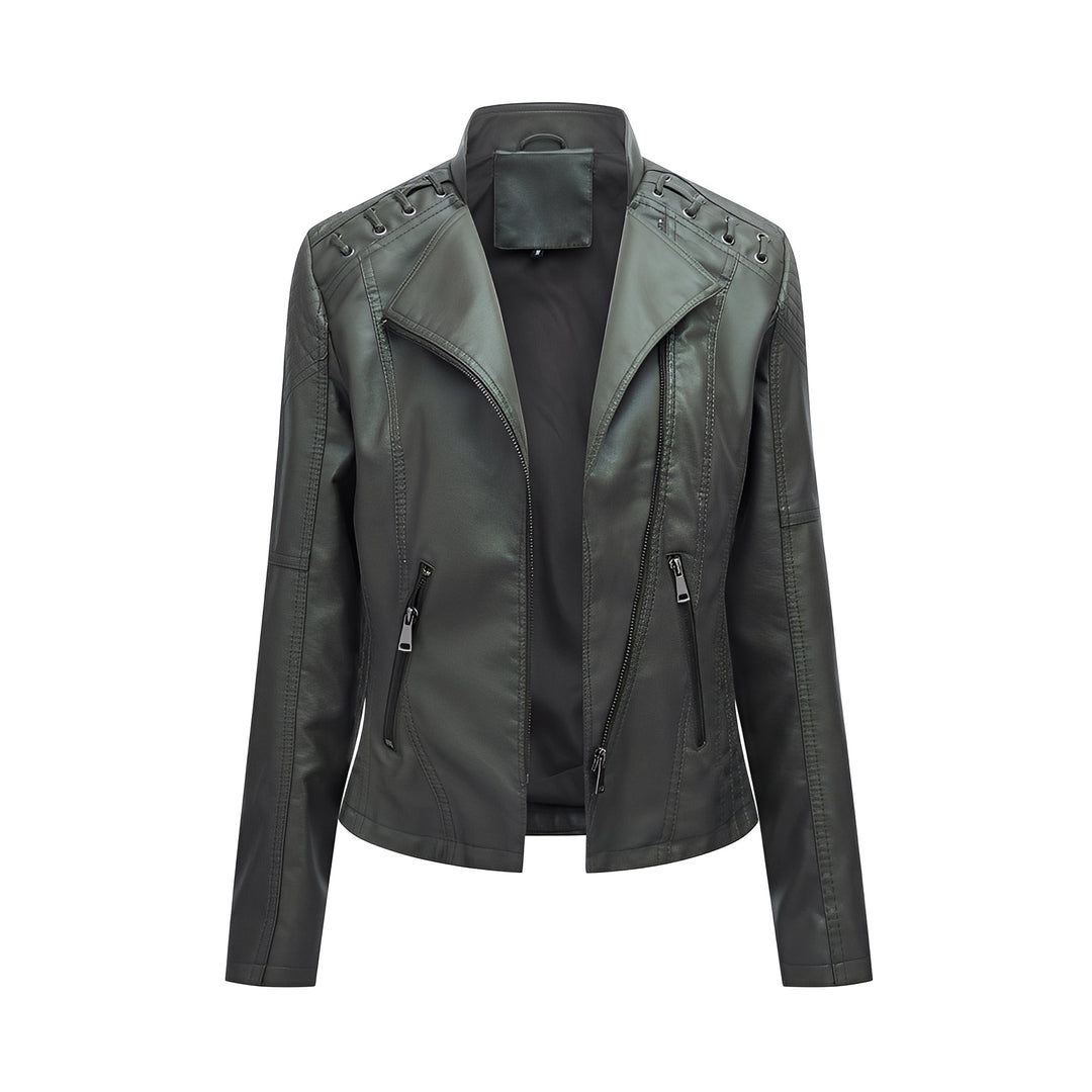 Drune | Stilvolle, slim kurze Lederjacke für Damen