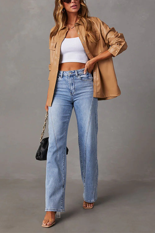 Drune | Rosiedress Zeitlose Zerlegte Gerade Bein Splice Jeans