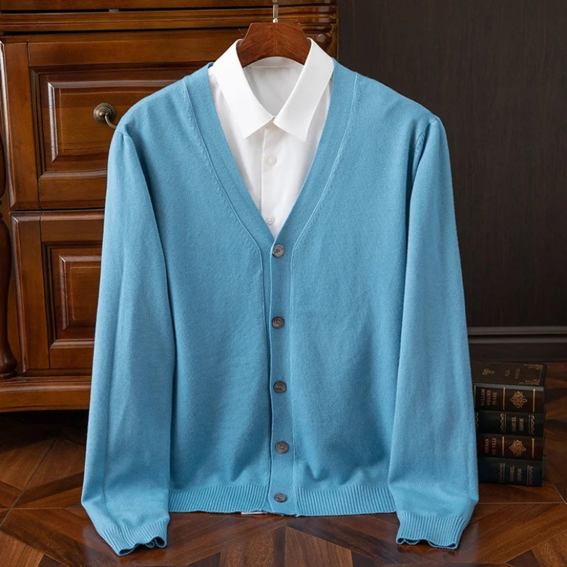 Drune | Herren Strickjacke Mit Knöpfen, Leichtes Material, V-ausschnitt, Klassischer Stil