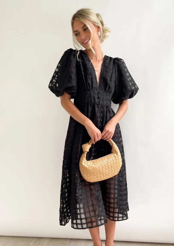 Drune | Puffärmel Midi-Kleid