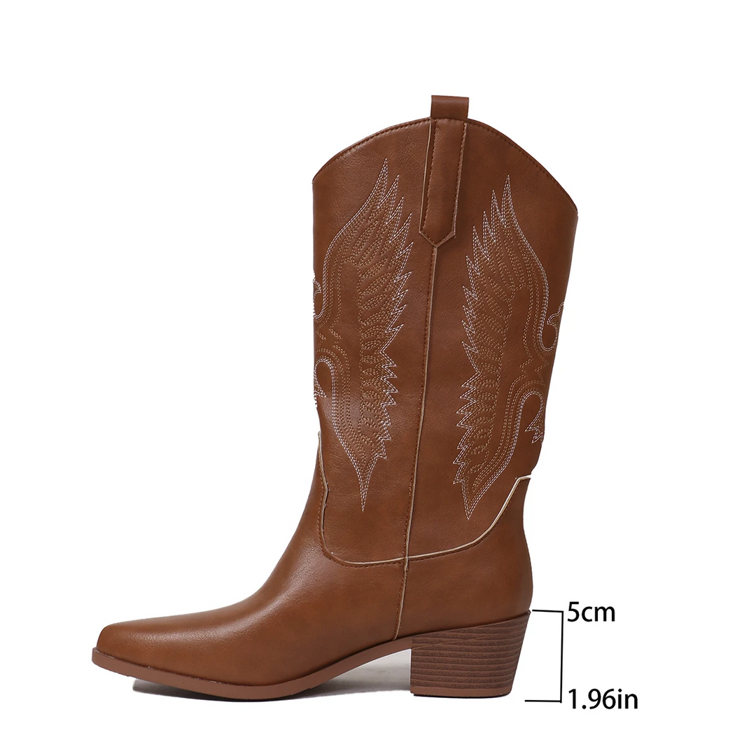 Drune | Bestickte Mittelhohe Cowboystiefel