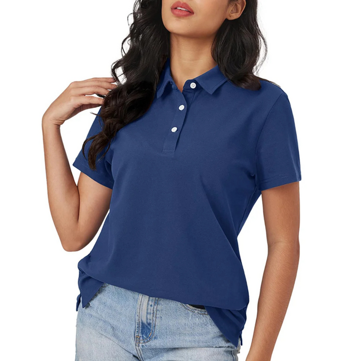 Drune | Blaue Seide Atmungsaktiv Leichtgewicht Damen Polo