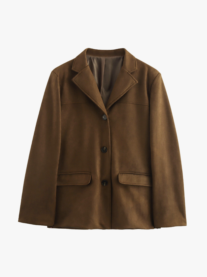 Drune | Klassischer Blazer Aus Wildleder Imitat Braun