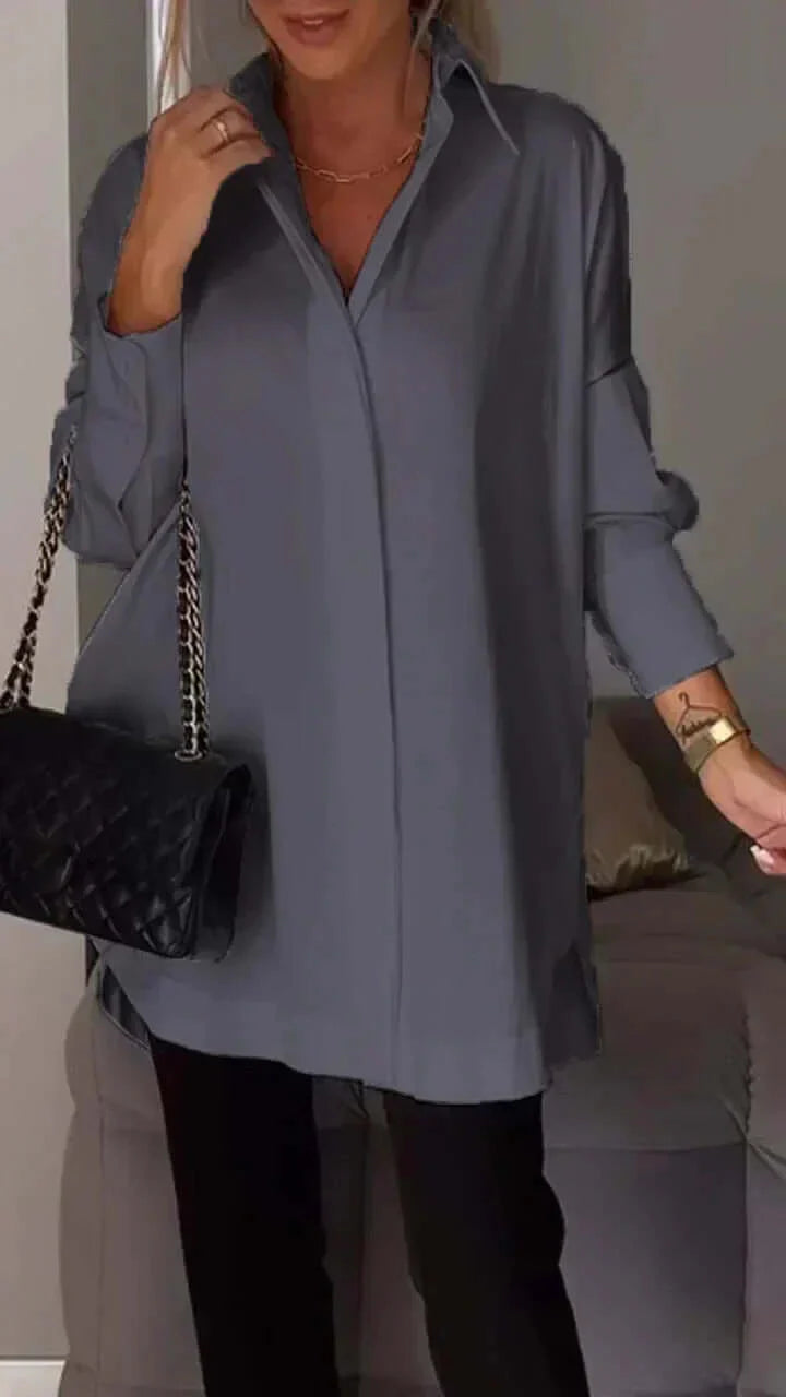 Drune | Oversized Shirt Bluse mit gerollten Ärmeln