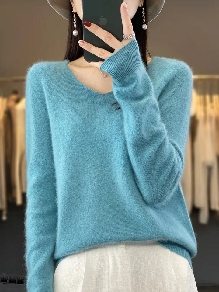 Drune | Cashmere Pullover Damen Eleganter V-ausschnitt, Weich & Komfortabel