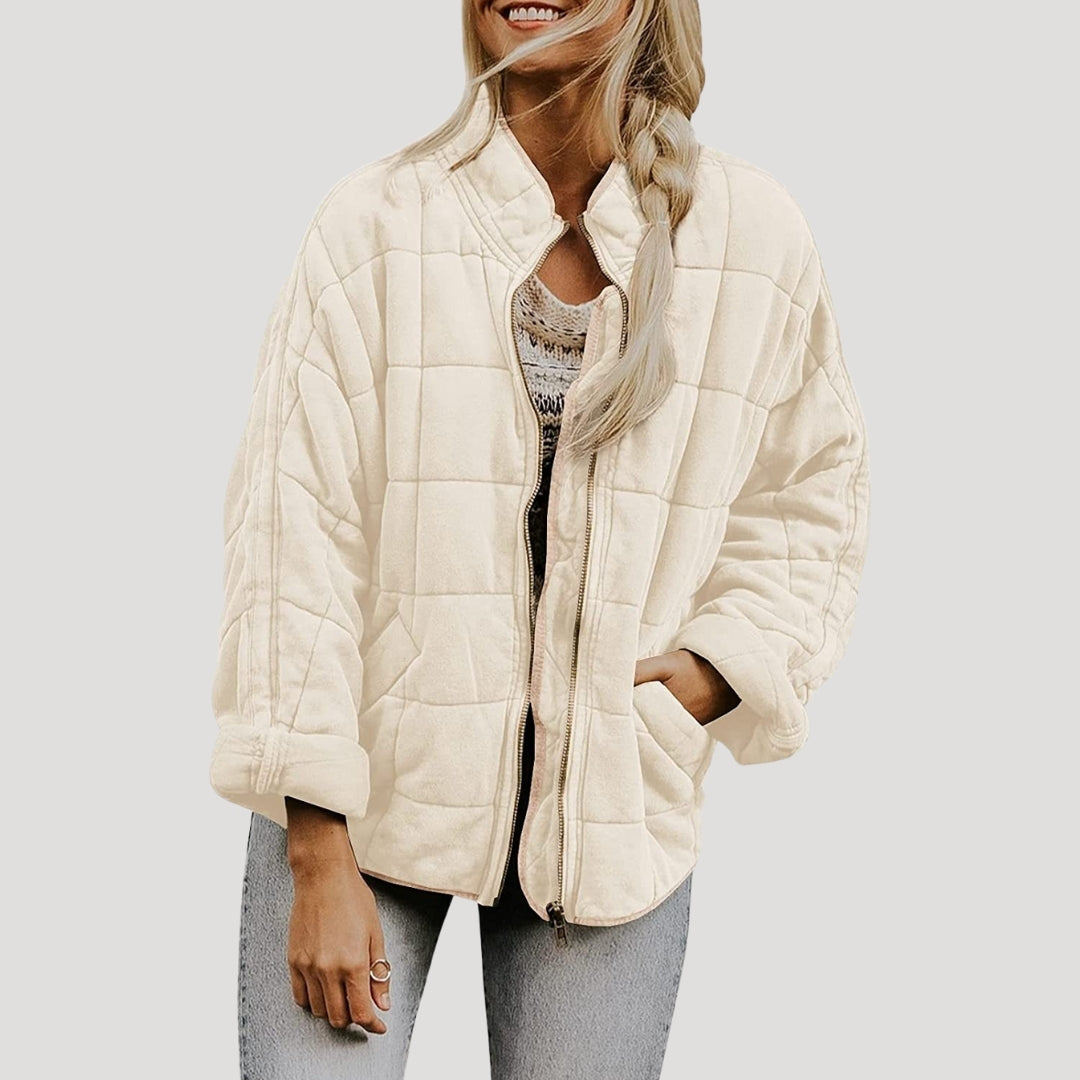 Drune | Damen gesteppte oversized Reißverschluss Pufferjacke