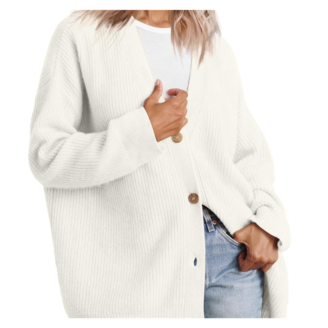Drune | Schicke Übergroße Strickjacke Mit Knöpfen Für Damen