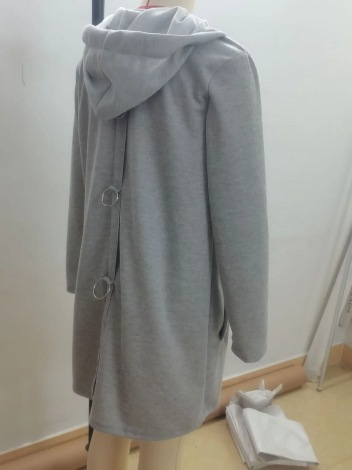 Drune | Lange Strickjacken Für Damen Eleganter Strickjacke Mit Kapuze Und Knöpfen