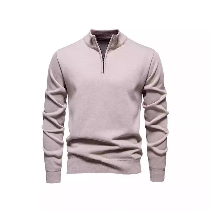 Schlanker Strickpullover mit Stehkragen und Reißverschluss