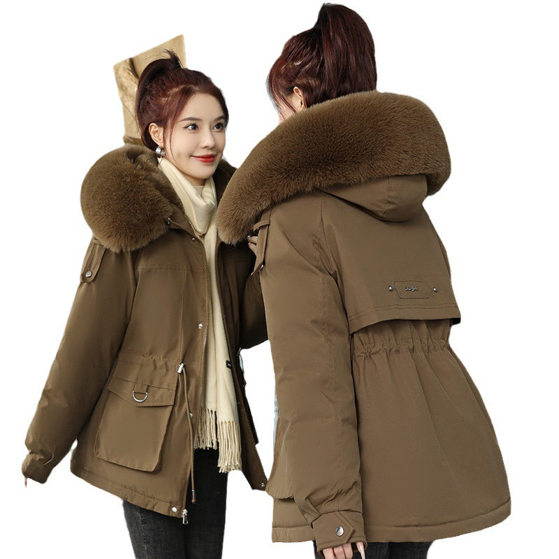 Lockerer Damen-Parka mit Kunstfellkragen