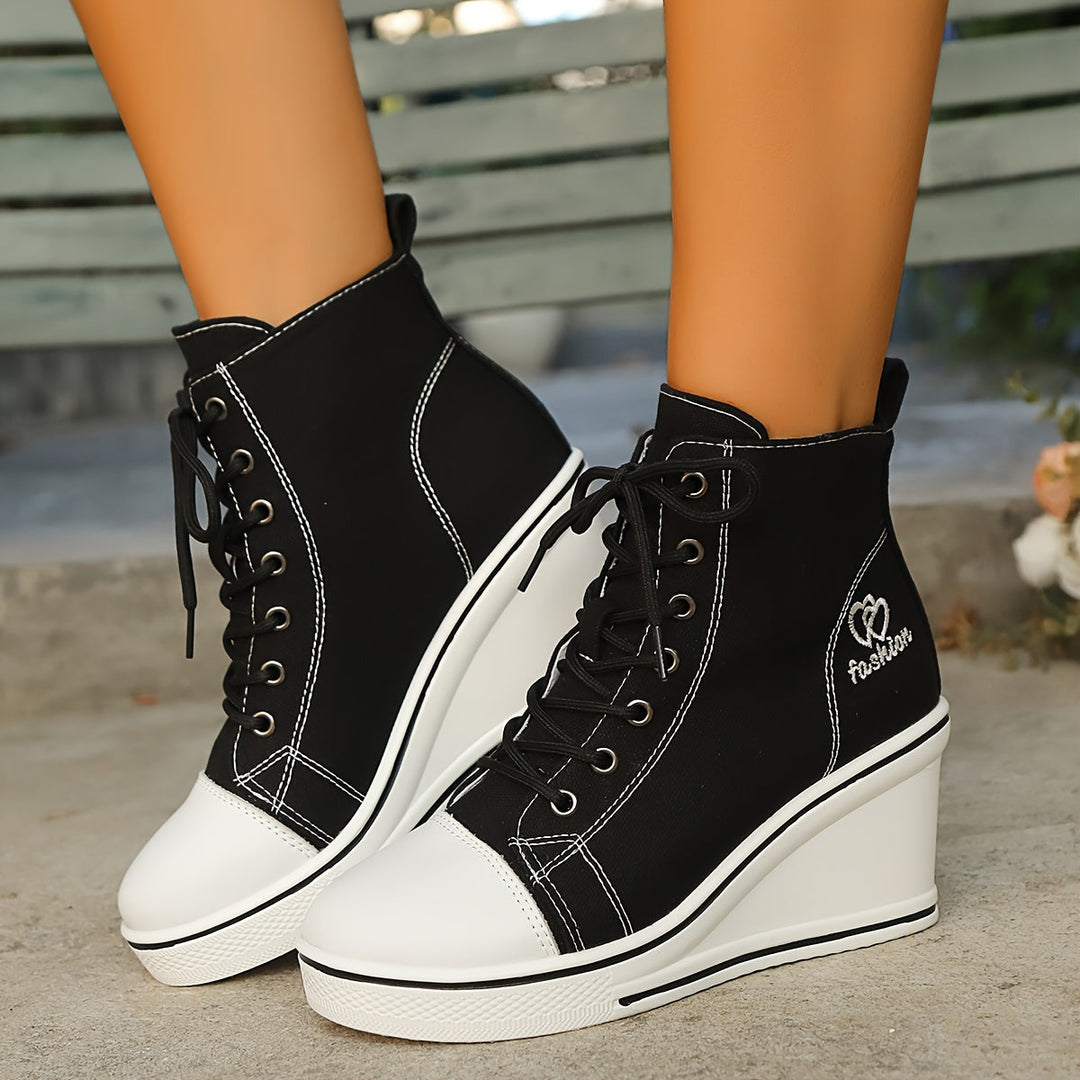 Drune | Einfache Canvas Stiefeletten Mit Liebesmotiv