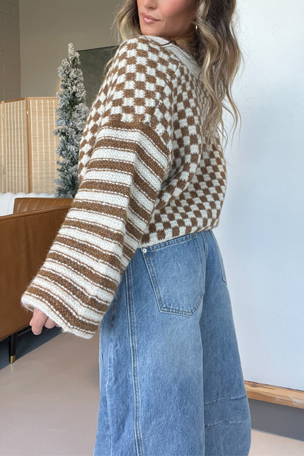 Drune | Cozy, lightweight cardigan with a plaid pattern