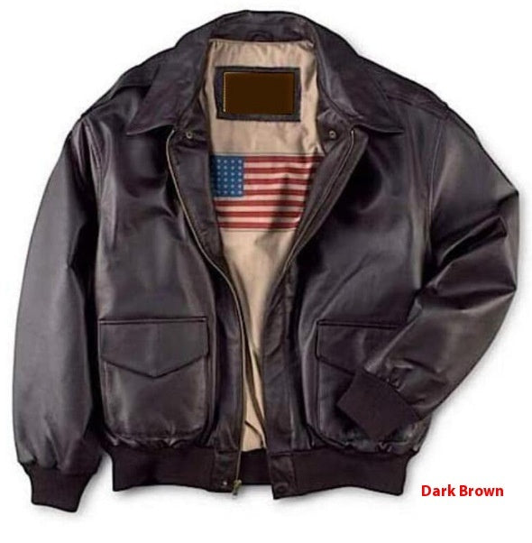 Drune | Retro Übergroßer Us Air Force Fellimitationsledermantel