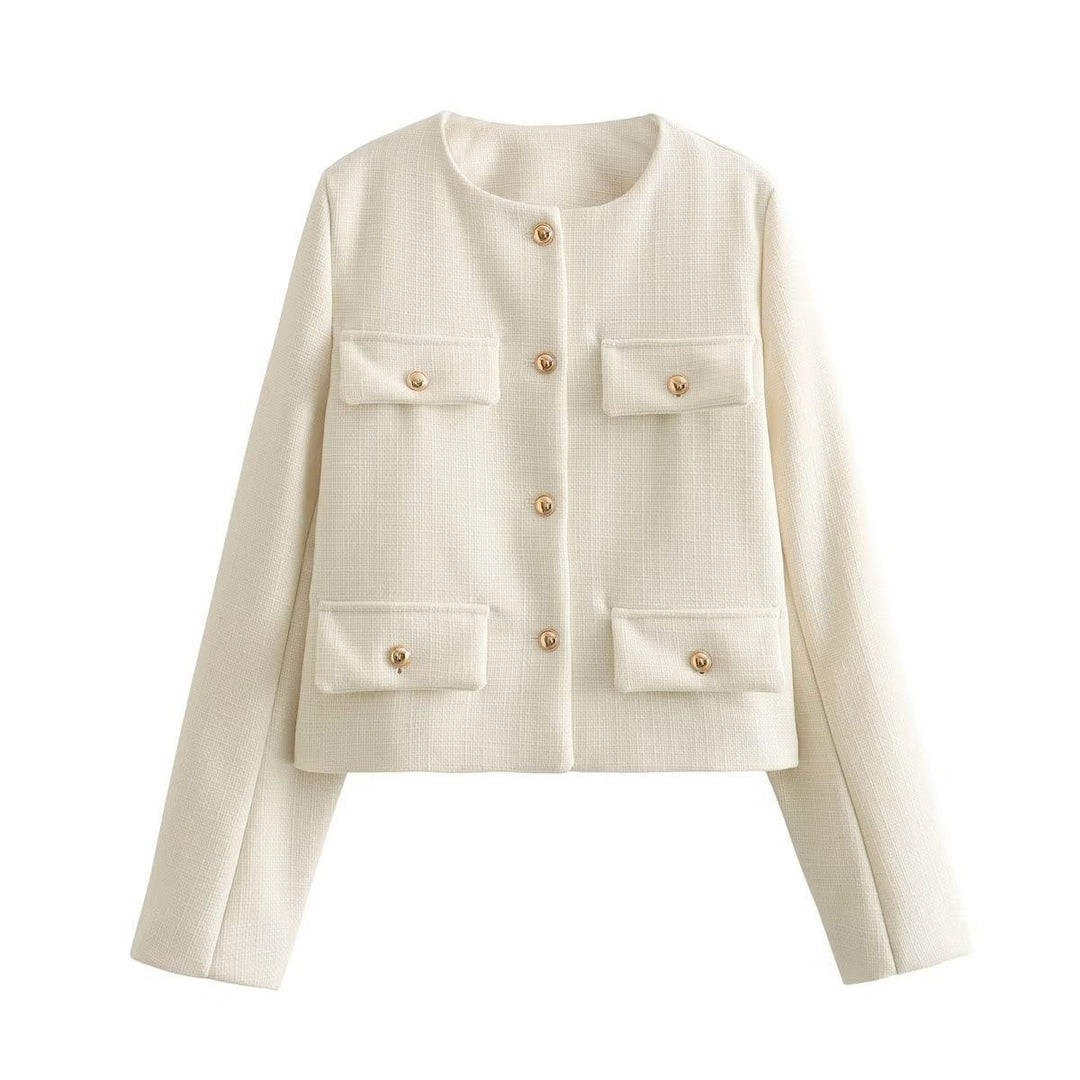 Drune | Hals Einfarbig Einreiher Jacke