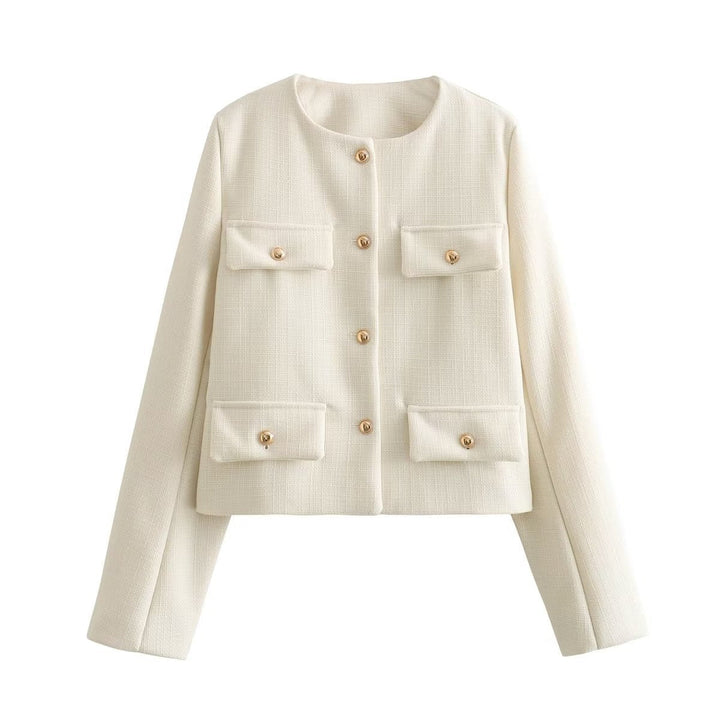 Drune | Hals Einfarbig Einreiher Jacke