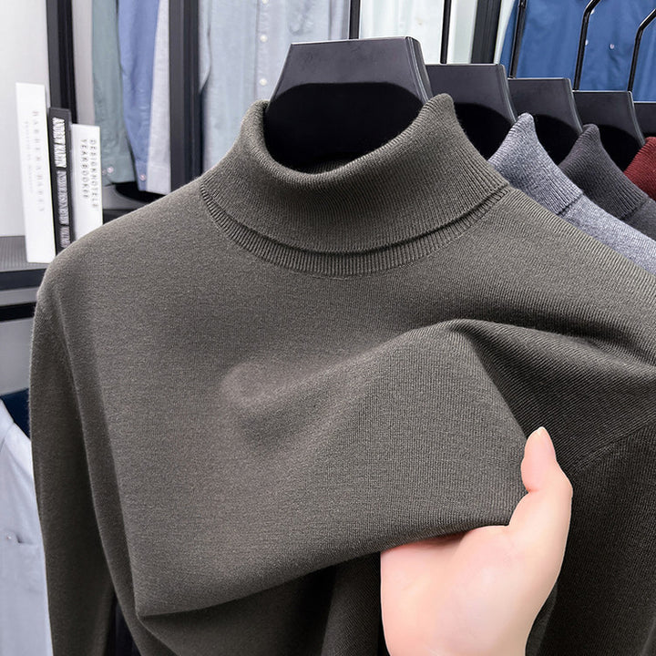 Herren-Pullover aus Seide und Schafwolle, Stehkragen