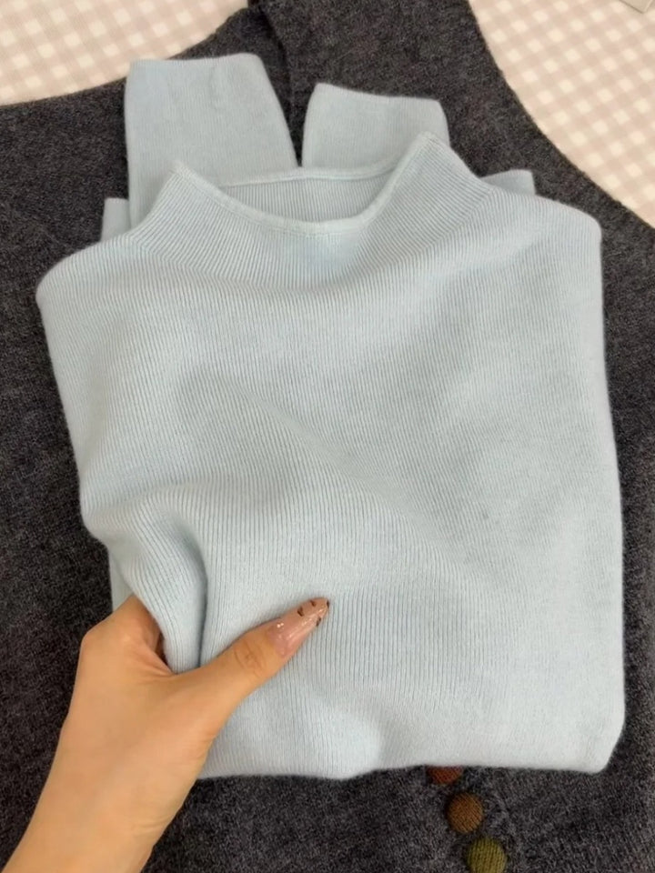 Damen-Strickpullover mit kleinem Stehkragen
