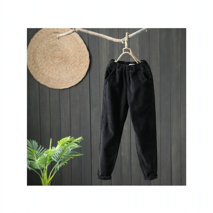 Kordhose für Damen, lockere Passform, elastischer Bund