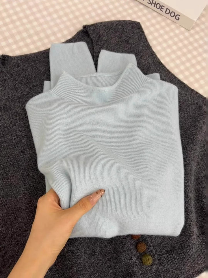Damen-Strickpullover, Stehkragen, weich