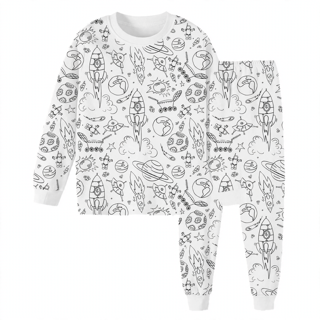 Kinder-Pyjama-Set, DIY-Malset, Baumwolle